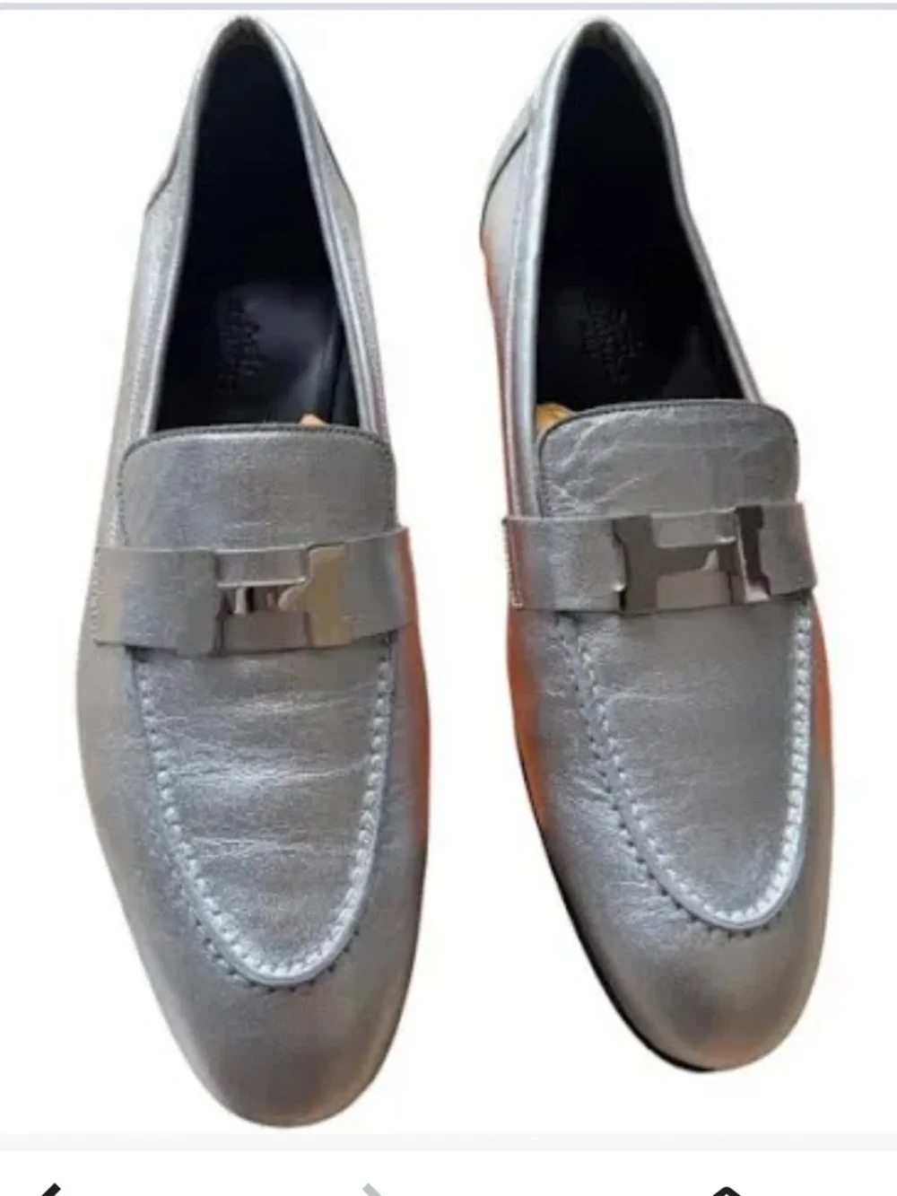 Hermes silver loafers